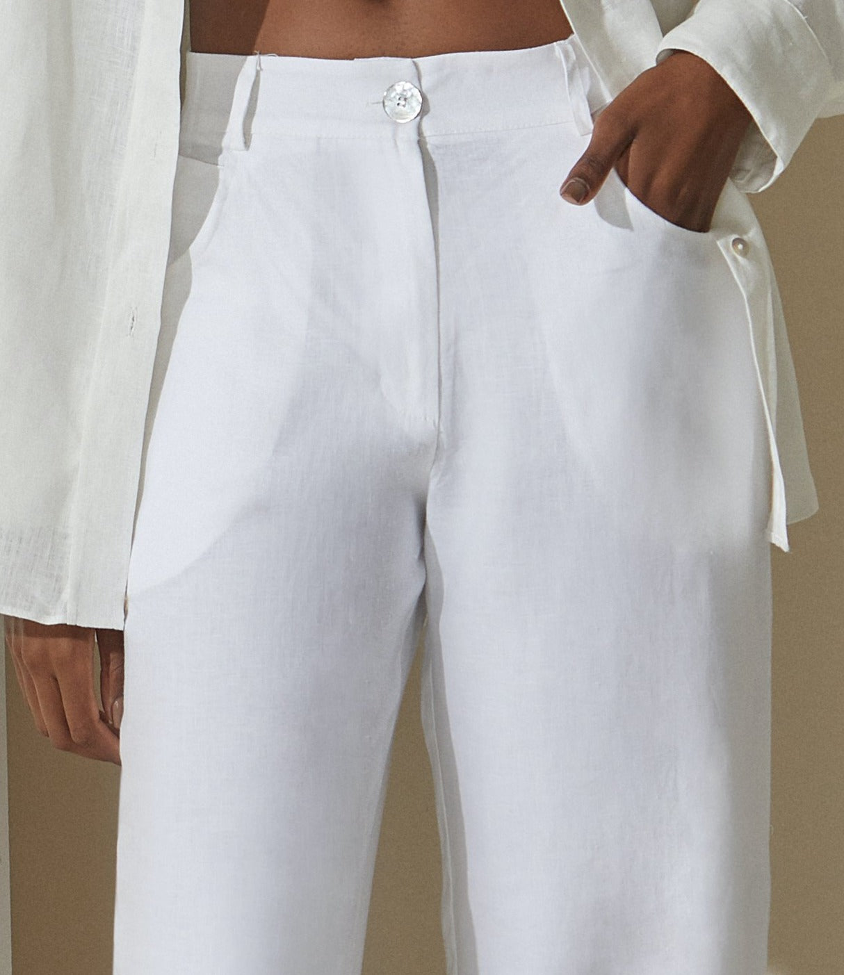 Lara Linen Pants in White