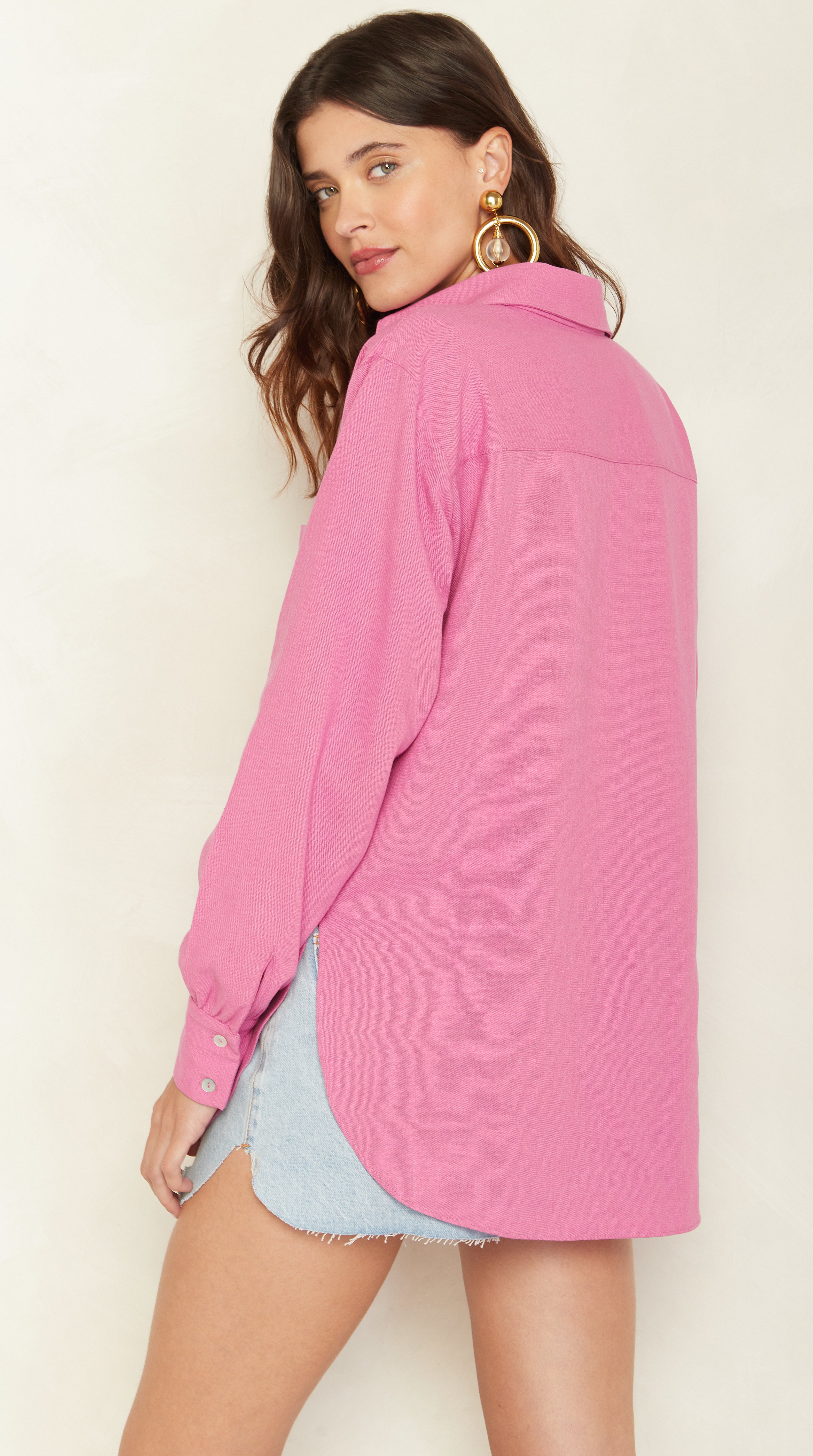 Natasha Linen Shirt in Pink