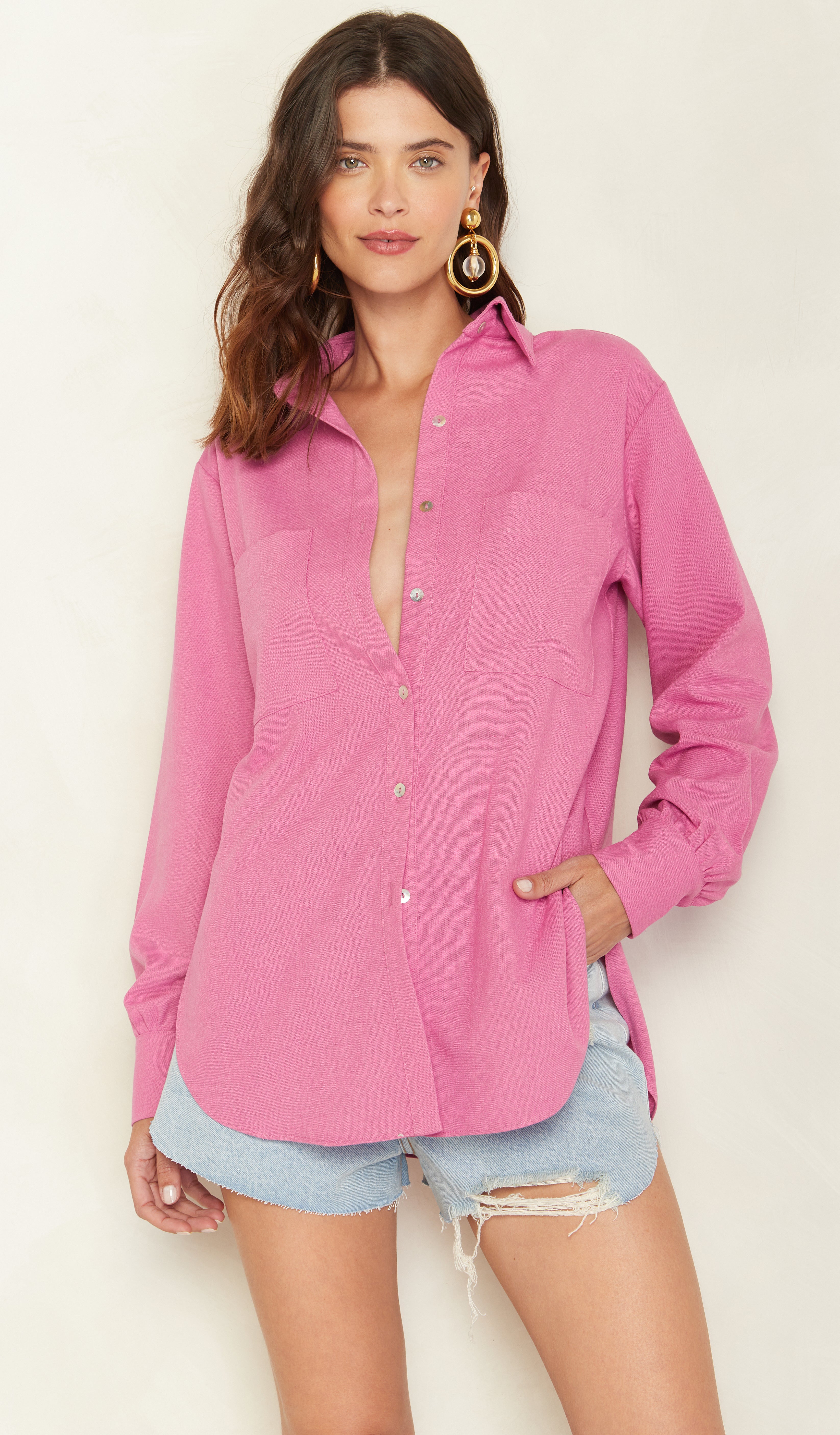 Natasha Linen Shirt in Pink