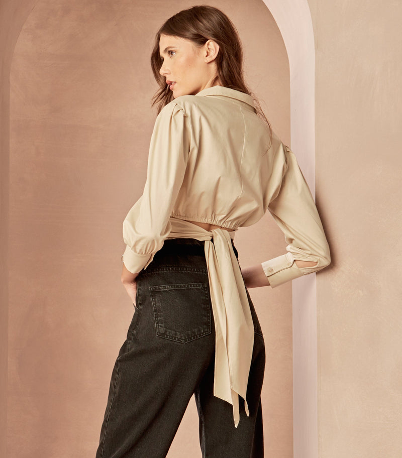 Kiara Crop Shirt in Nude