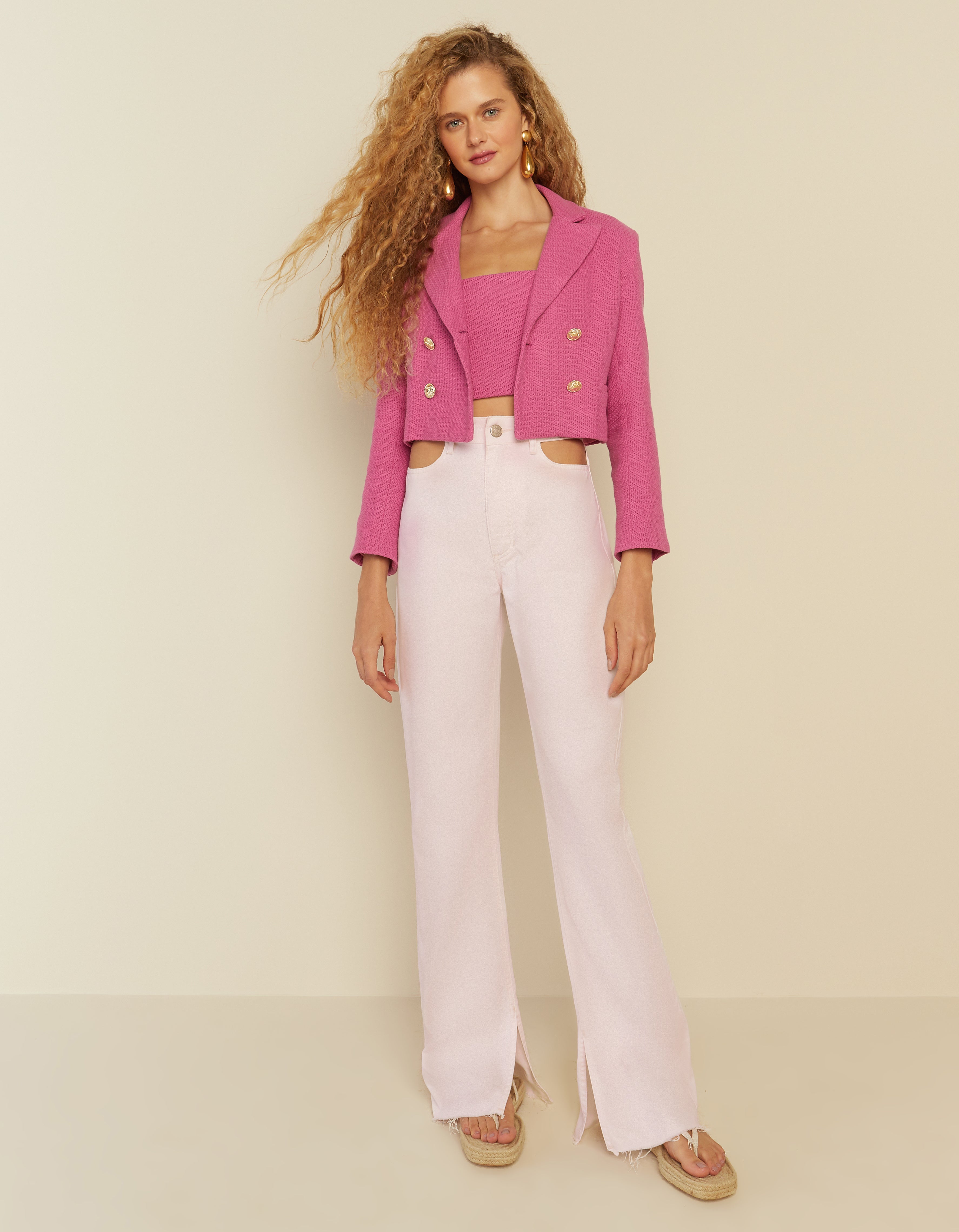 Sophia Tweed Blazer in Pink