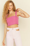Sophia Tweed Cropped Top in Pink