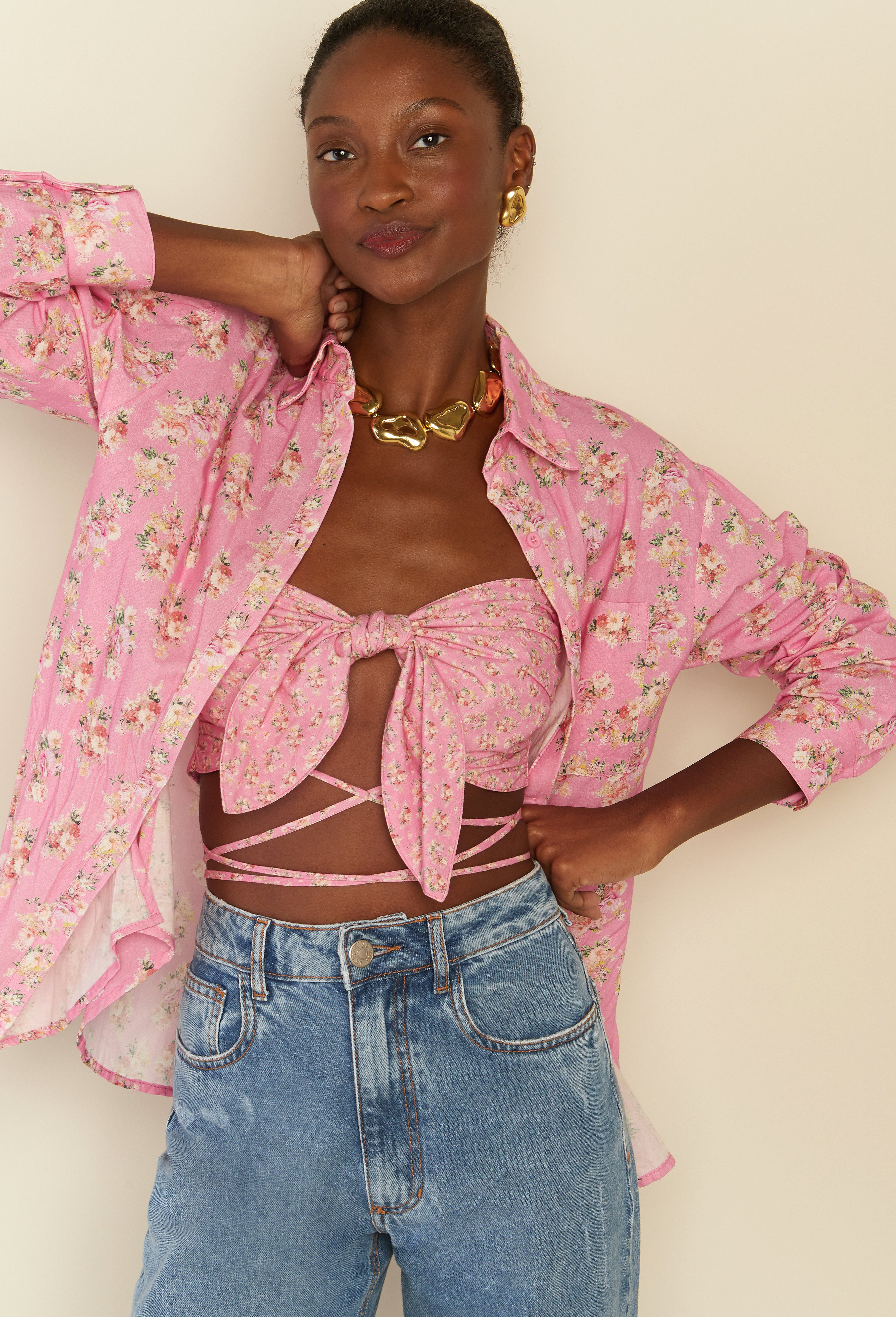 Nubia Cotton Top in Pink