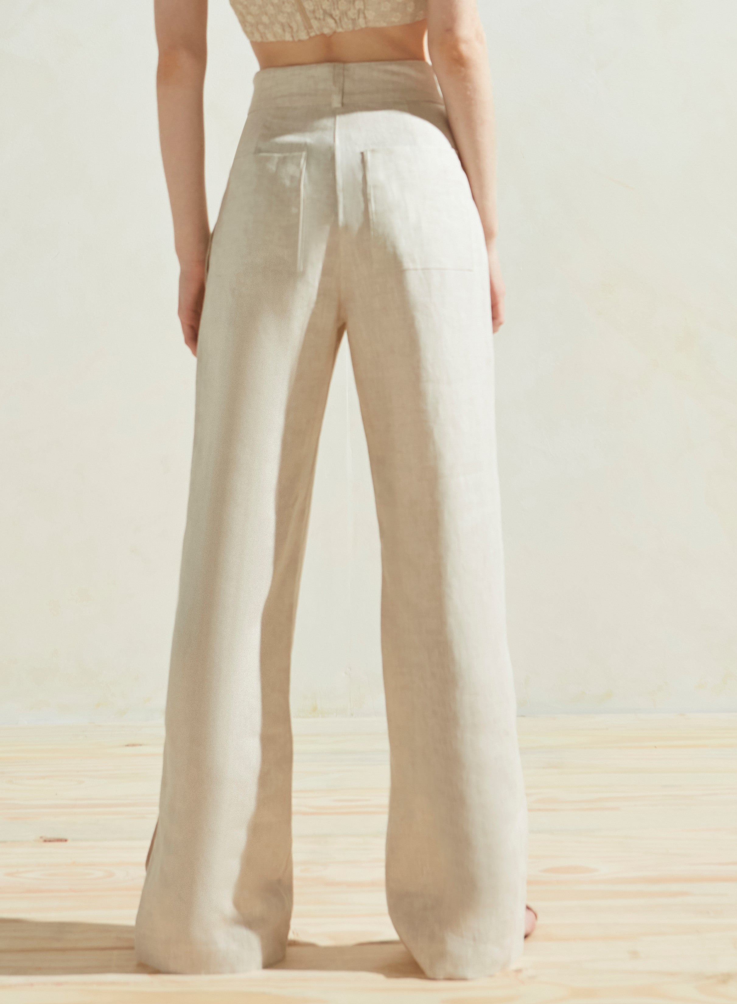 Naomi Linen Pants in Nude