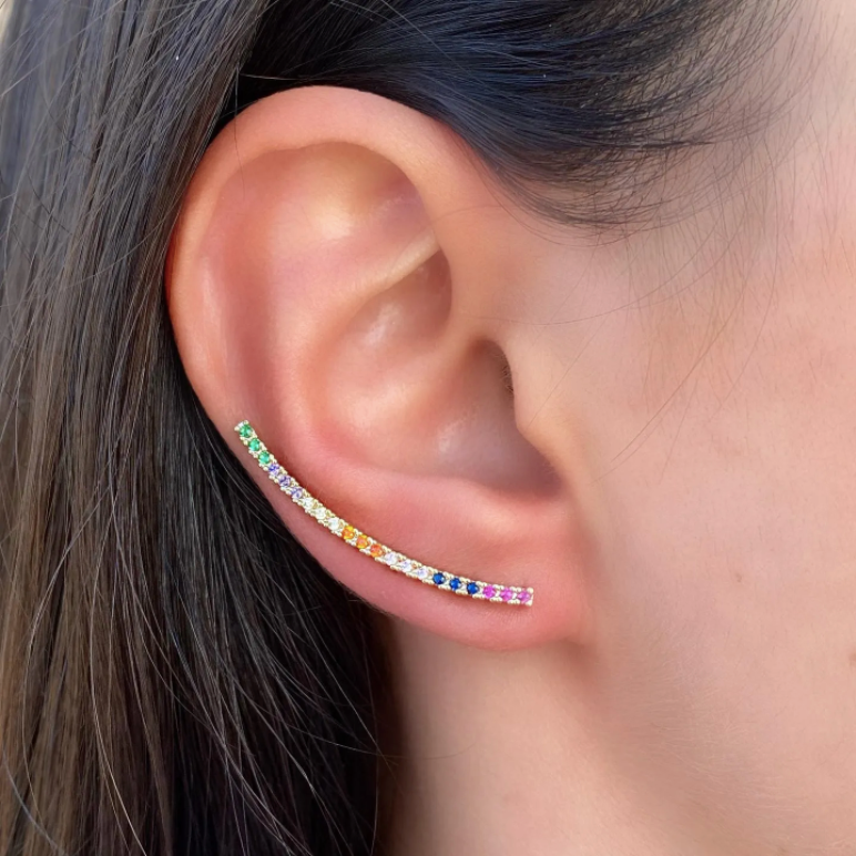Multicolor Crawler Stud Earring