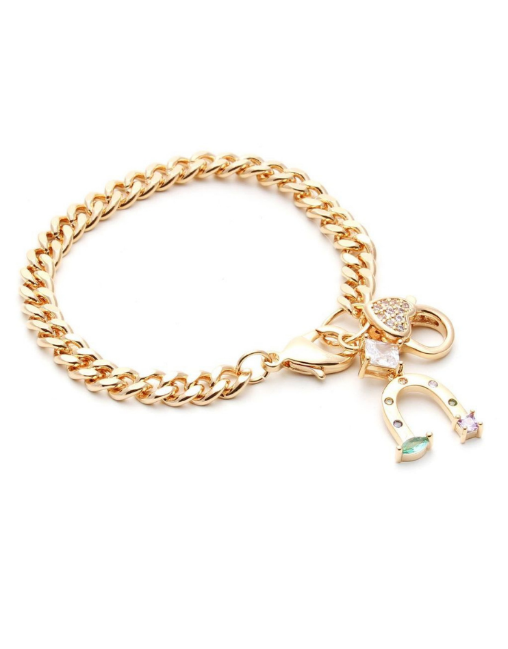 Horseshoe Heart Padlock Bracelet 18k Gold Plated