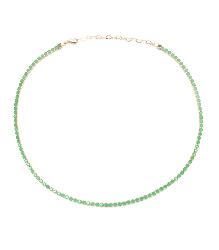 Emerald Tennis Necklace in 18k Gold Plated
