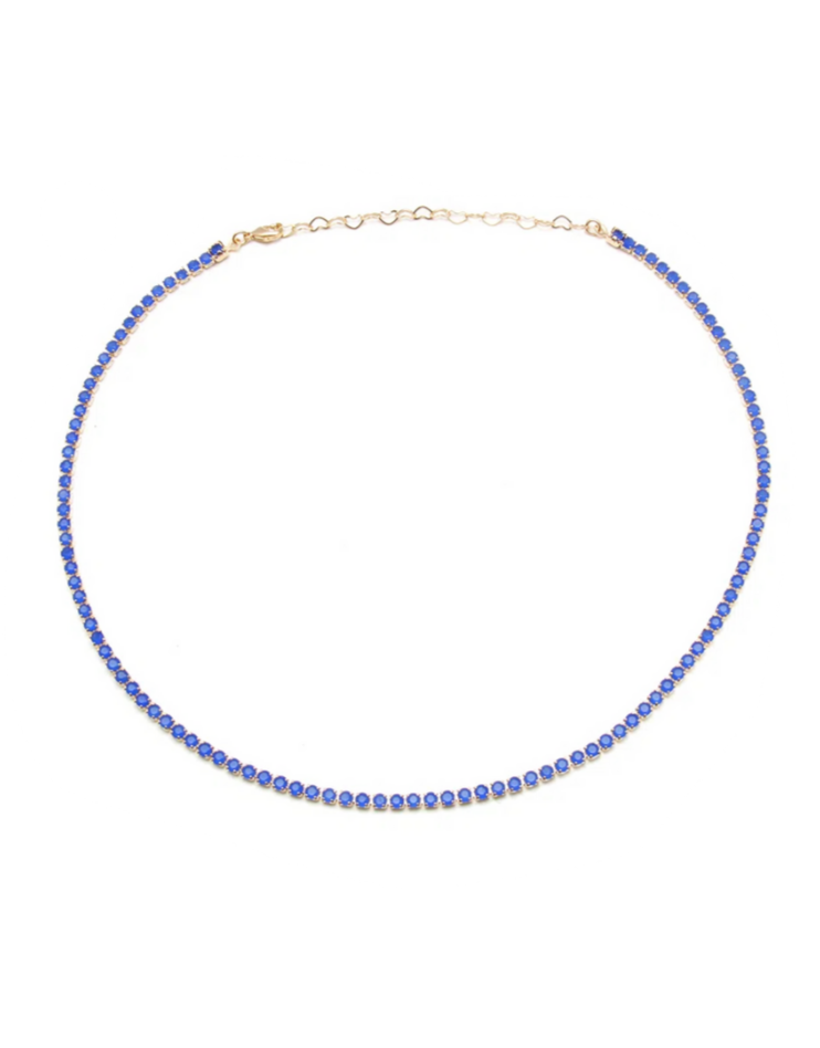 Cobalt Tennis Necklace in 18k Gold Plated