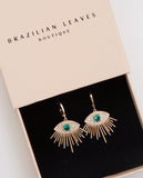 Emerald Evil Eye Earrings or Pendant in 18k Gold Plated