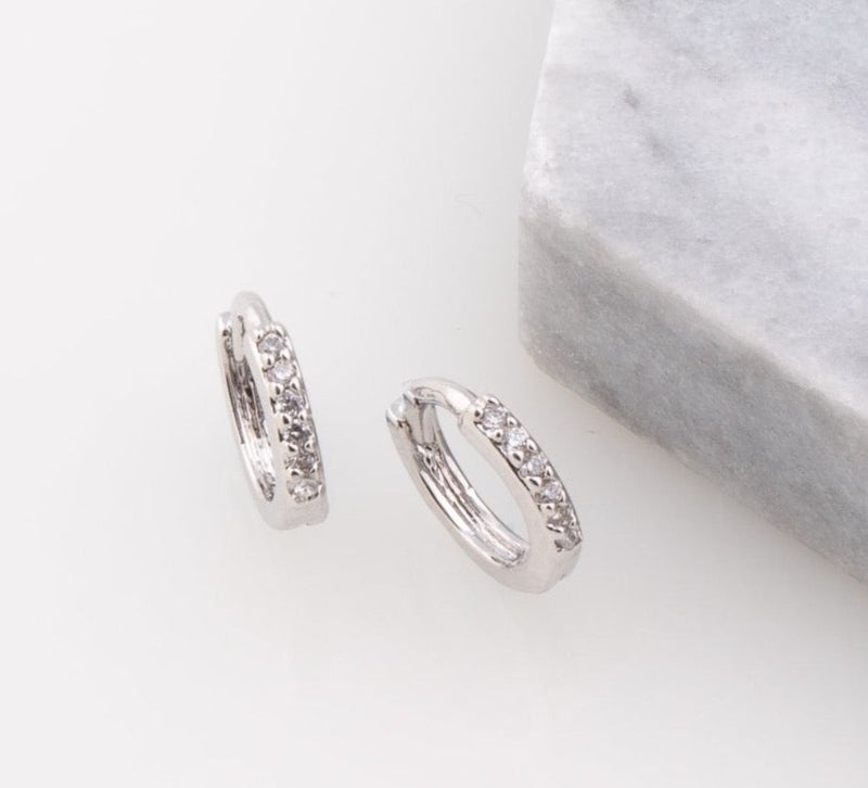 Harmony Studded Huggies in Silver