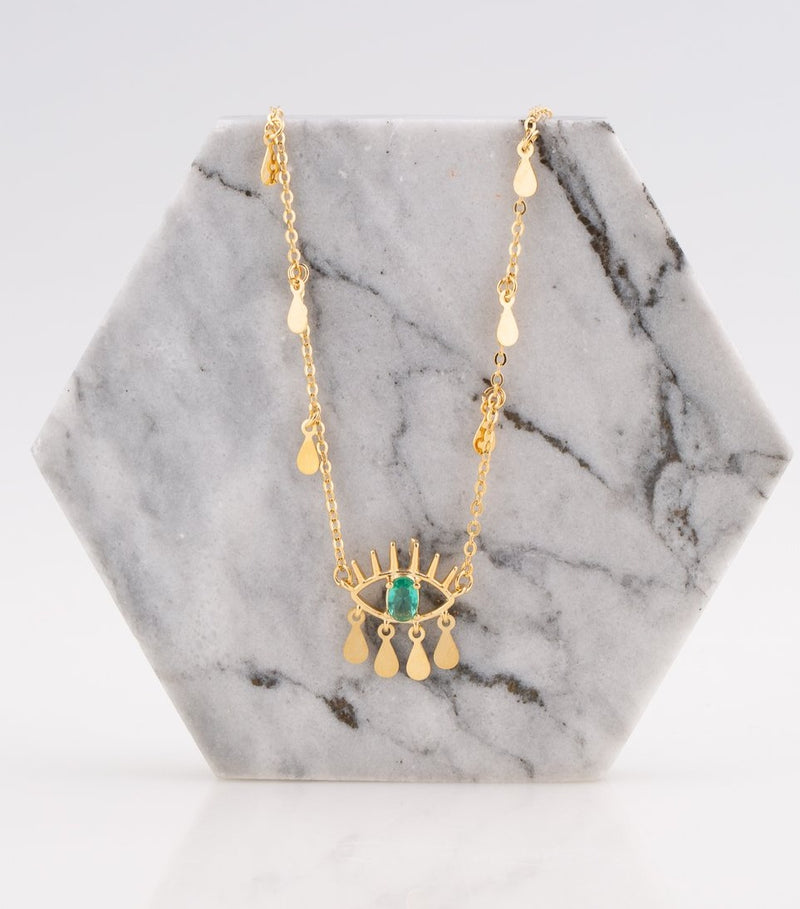 Topaz Eye Necklace 18k Gold Plated