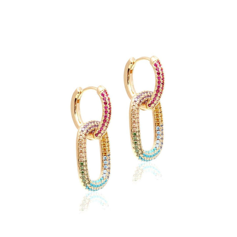 Bridgette Versatil Colorful Link Earring in 18k Gold