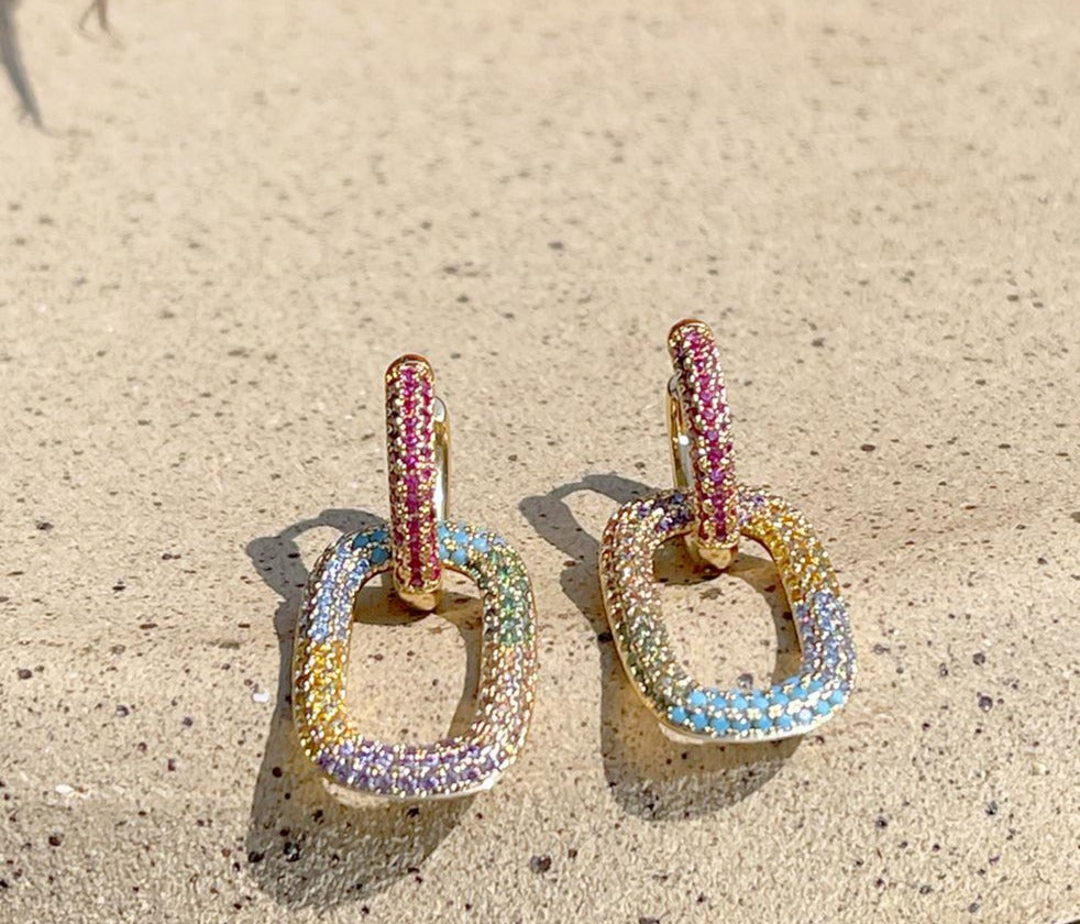 Bridgette Versatil Colorful Link Earring in 18k Gold
