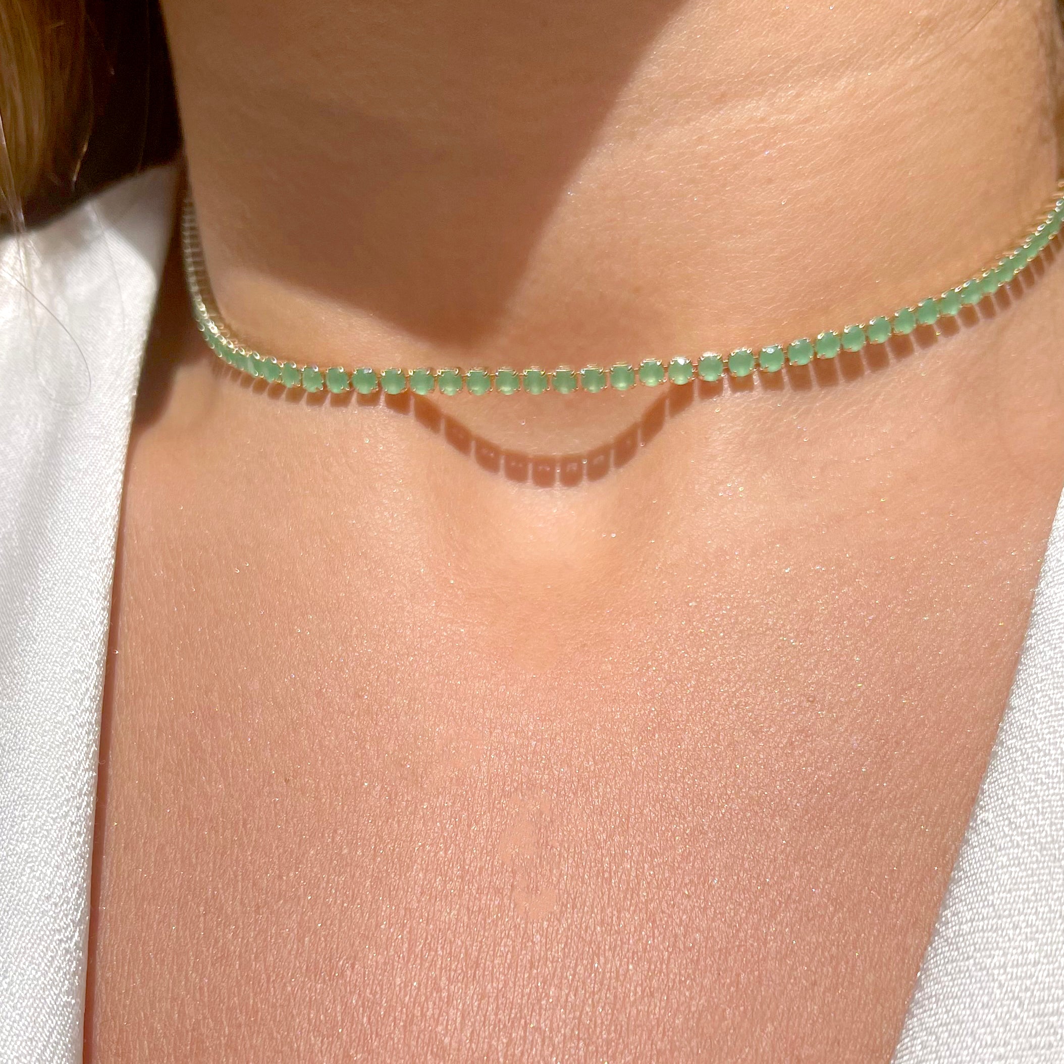 Emerald Tennis Necklace in 18k Gold Plated