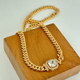 Curb Chain Necklace with Diamond