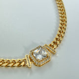 Curb Chain Necklace with Diamond