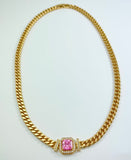 Curb Chain with Pink Sapphire