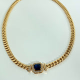 Curb Chain with Blue Sapphire