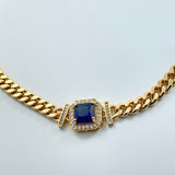 Curb Chain with Blue Sapphire