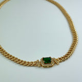 Curb Chain Necklace with Emerald