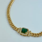 Curb Chain Necklace with Emerald