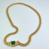 Curb Chain Necklace with Emerald