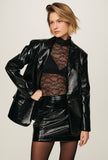 Madalena Vinyl Vegan Leather Mini Skirt in Black