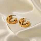 Small Chunky Gold Hoop Earrings