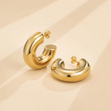 Small Chunky Gold Hoop Earrings