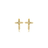 Small Cross Studded Earring in 18k Gold Plated