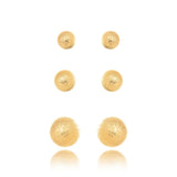 Texture Ball Stud Trio Earrings in 18k Gold Plated
