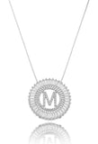 Mandala Initial Crystal Necklace Silver