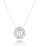 Mandala Initial Crystal Necklace Silver