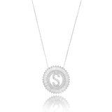 Mandala Initial Crystal Necklace Silver