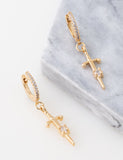 Sword Cross Huggies 18k Gold