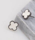 Four Leaf Clover Earrings White