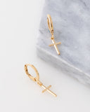 Baby Cross Huggies Earrings 18k Gold Plated