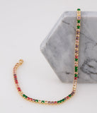 Multicolor Tennis Necklace in 18k Gold - II
