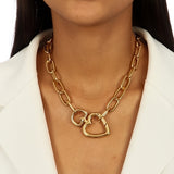 Heart Clasp Chain Necklace in 18k Gold Plated