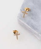 Small Cross Studded Earring in 18k Gold Plated
