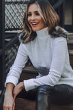 Basic Sweater with Detached Faux Fur Patch
