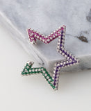 Colourful Star Ear Cuffs in Silver