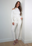 Puff Sleeves Shoulder Off Luxury Loungewear 2 Piece Set