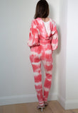 Handmade Tie Dye Puffed Sleeve Hoodie Loungewear 2 Piece Set in Pink