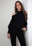 Puff Sleeves Shoulder Off Luxury Loungewear 2 Piece Set
