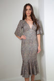 Tweed Print Sleeve Dress