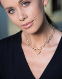 Heart Pendant Link Necklace in 18k Gold Plated