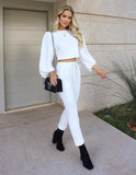 Luxury Puff Sleeves Top Loungewear 2 Piece Set