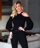Puff Sleeves Shoulder Off Luxury Loungewear 2 Piece Set