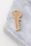Gold Key Pendant Craved in Zirconia